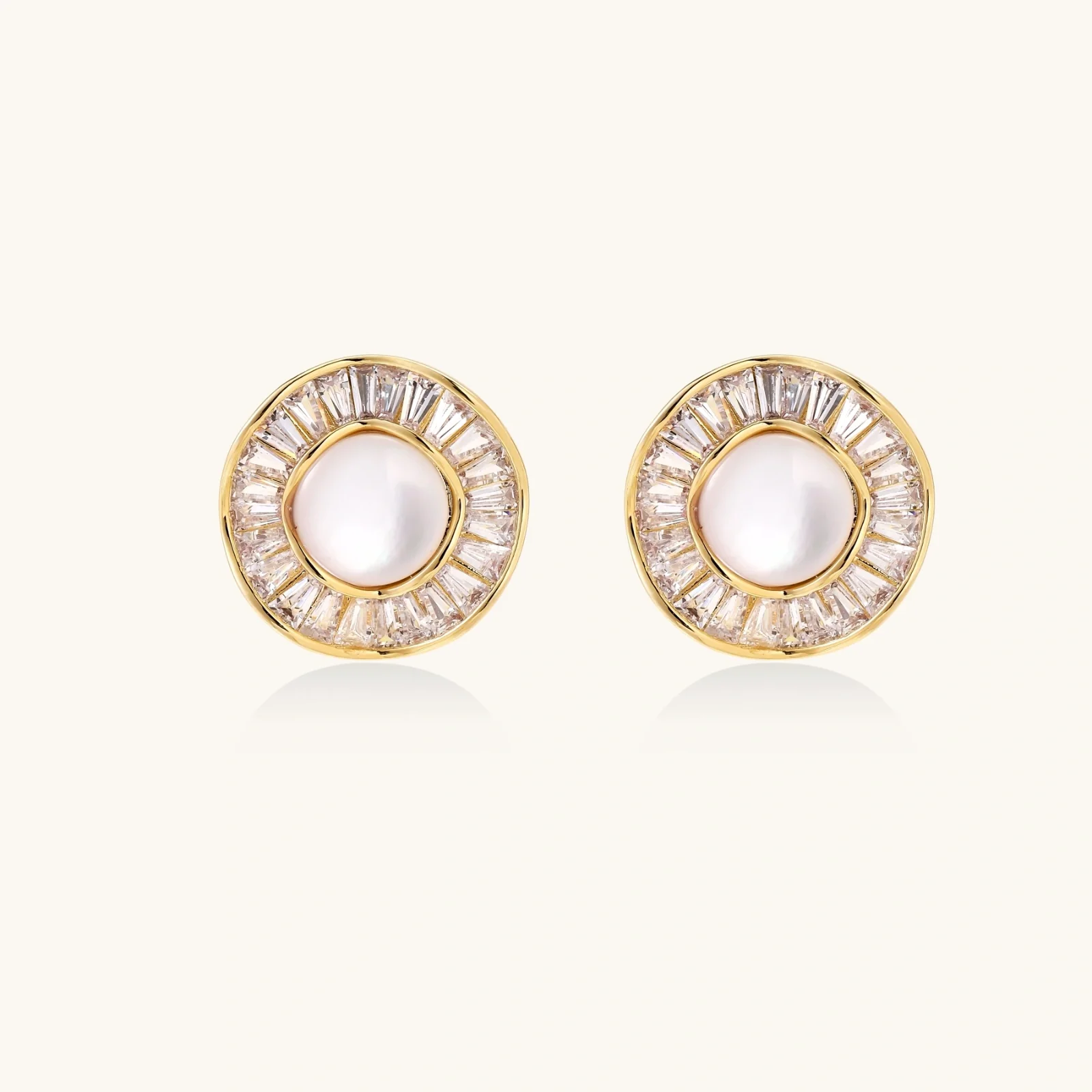 Sunburst Pearl Stud Earrings - Image 3