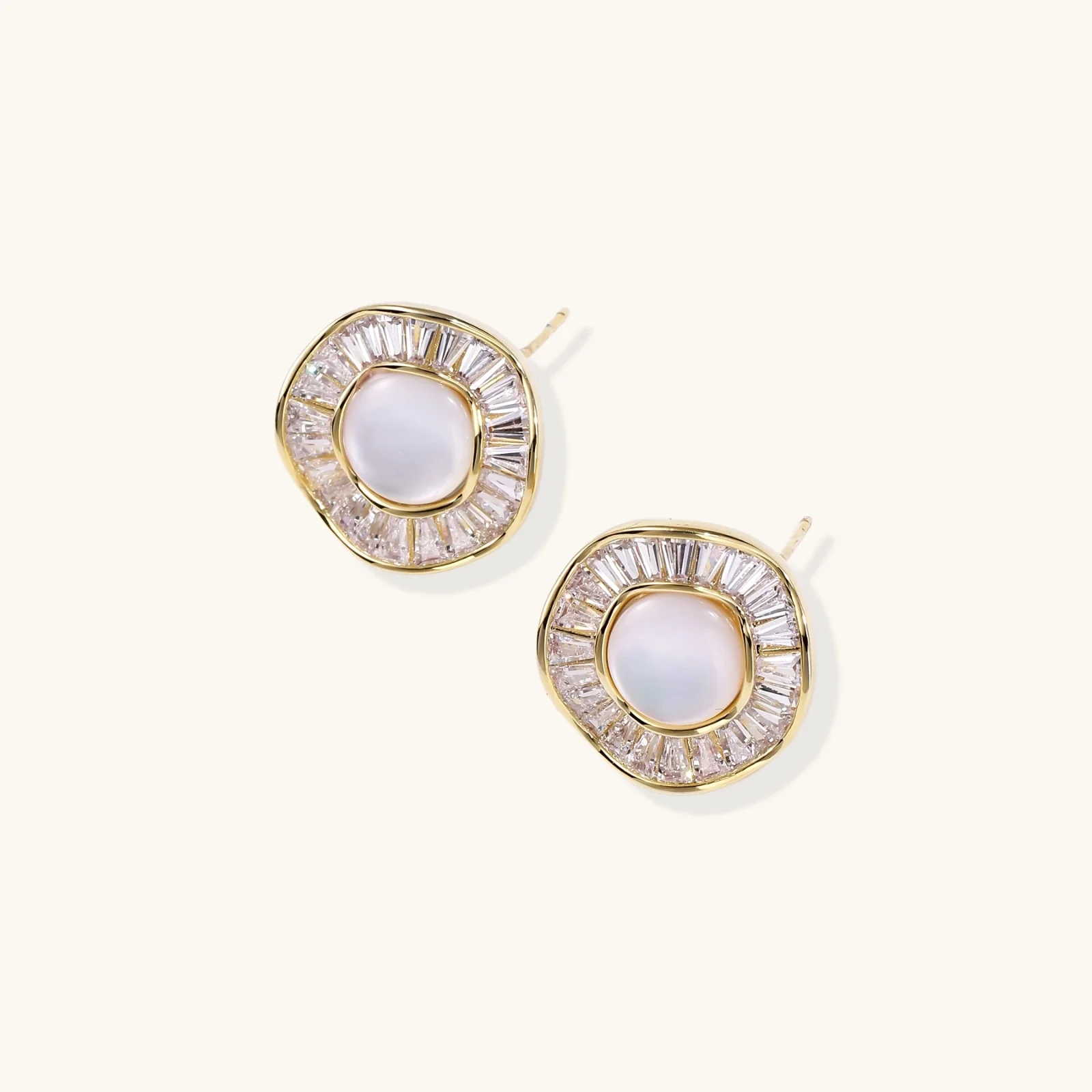 Sunburst Pearl Stud Earrings - Image 5