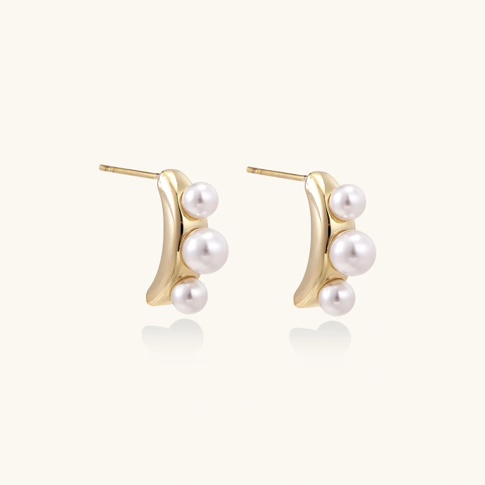 Pearl Trio Curve Studs - Image 3