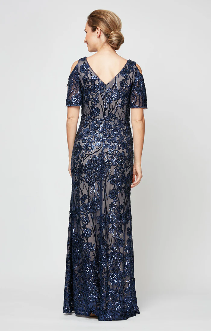 Petite - Caroline Flutter Sleeve Sequin Gown - Image 2