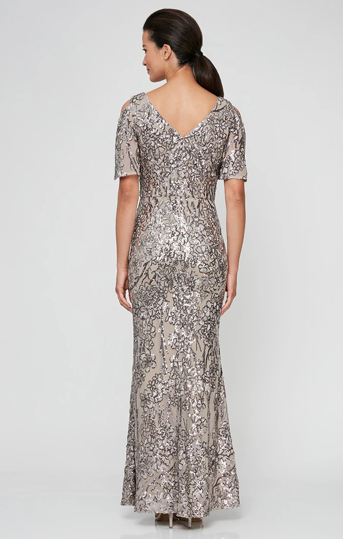 Petite - Caroline Flutter Sleeve Sequin Gown - Image 2