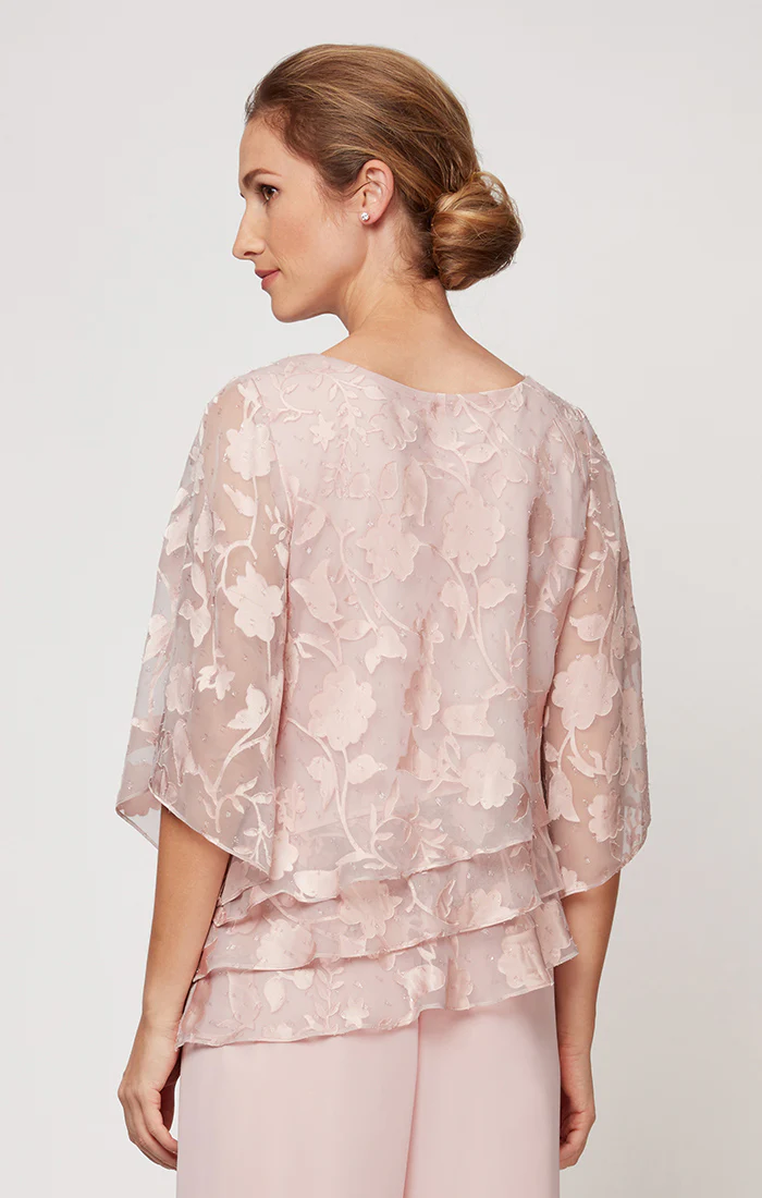 Petite - Chiffon Blouse with Asymmetrical Triple Tier Hem - Image 2