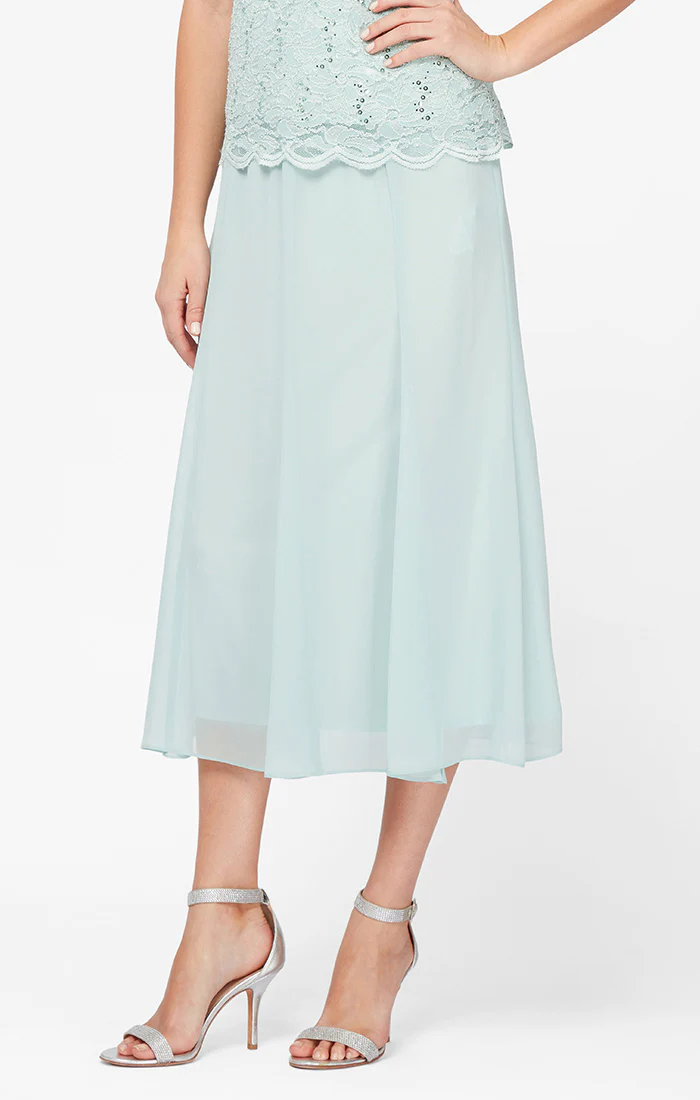 Petite - Chiffon Tea-Length Skirt
