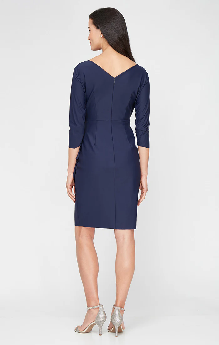 Petite Diana Cascade Ruffle Sheath Contour Dress - Image 3