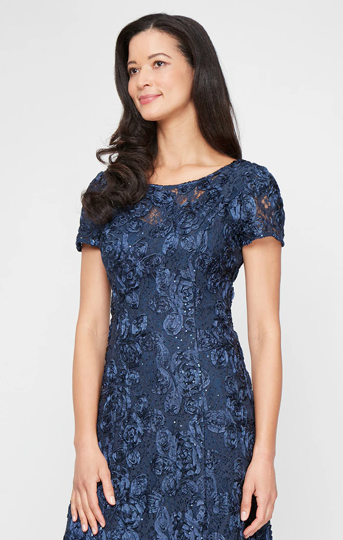 Petite Evelyn Rosette Lace Long Gown - Image 4
