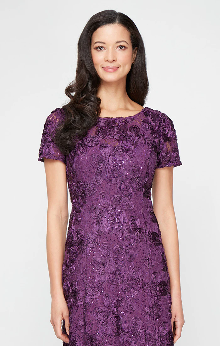 Petite Evelyn Rosette Lace Long Gown - Image 7