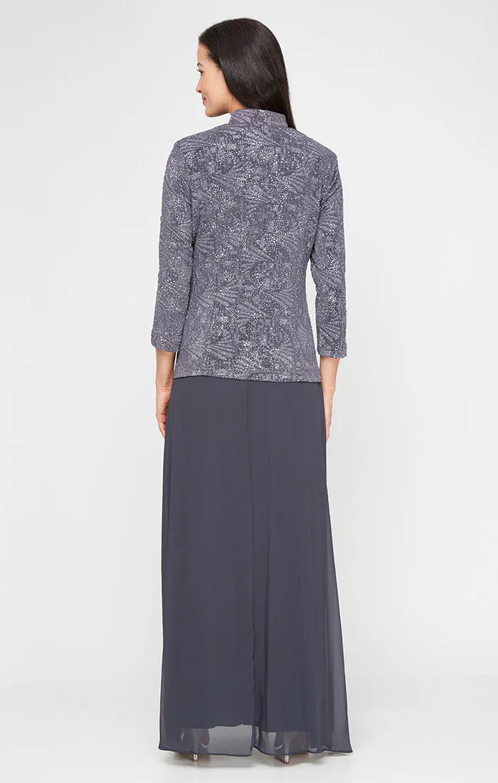 Petite Glitter Jacquard Knit Mandarin-Collar Jacket Dress - Image 9