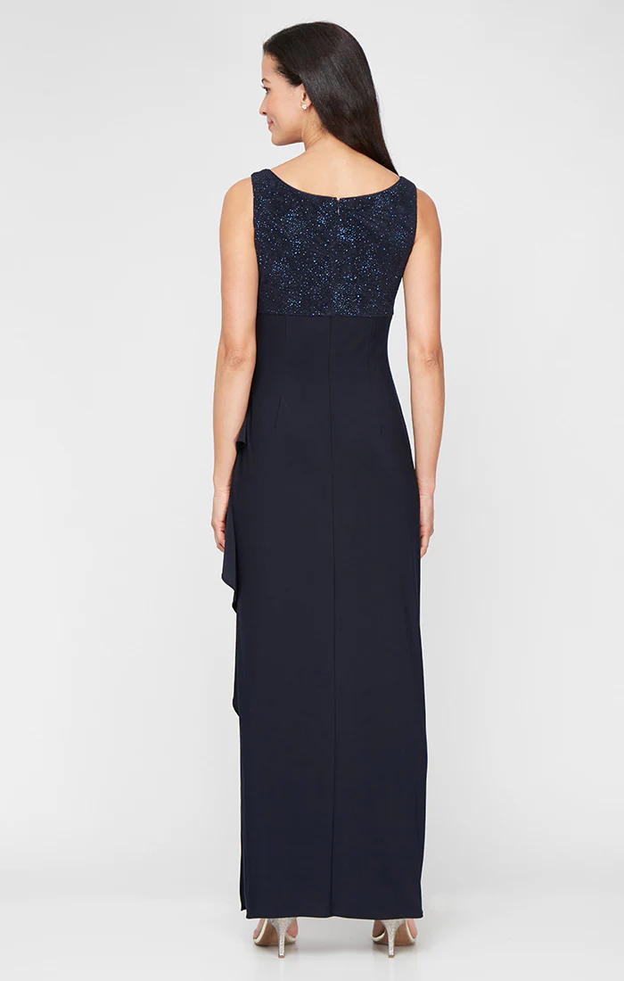 Petite Glitter Jacquard Knit & Matte Jersey Bolero Gown - Image 5
