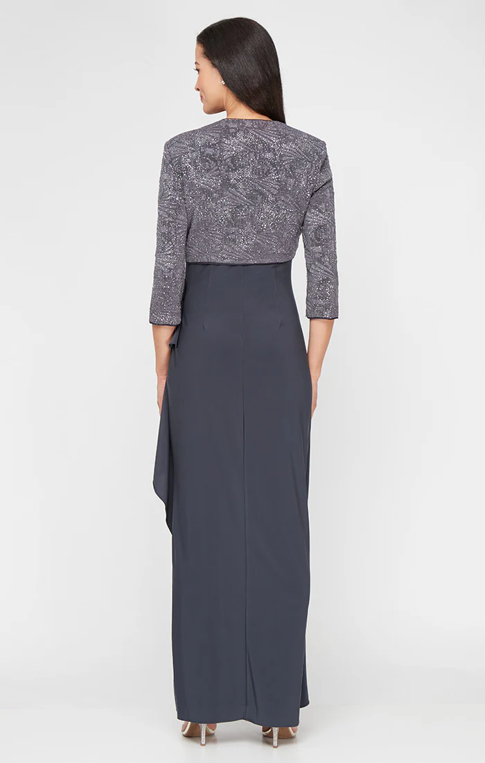 Petite Glitter Jacquard Knit & Matte Jersey Bolero Gown - Image 9