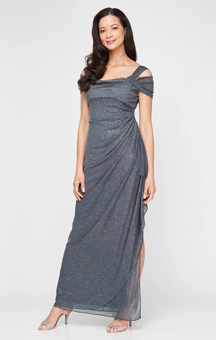 Petite Hannah Glitter Mesh Gown - Image 6
