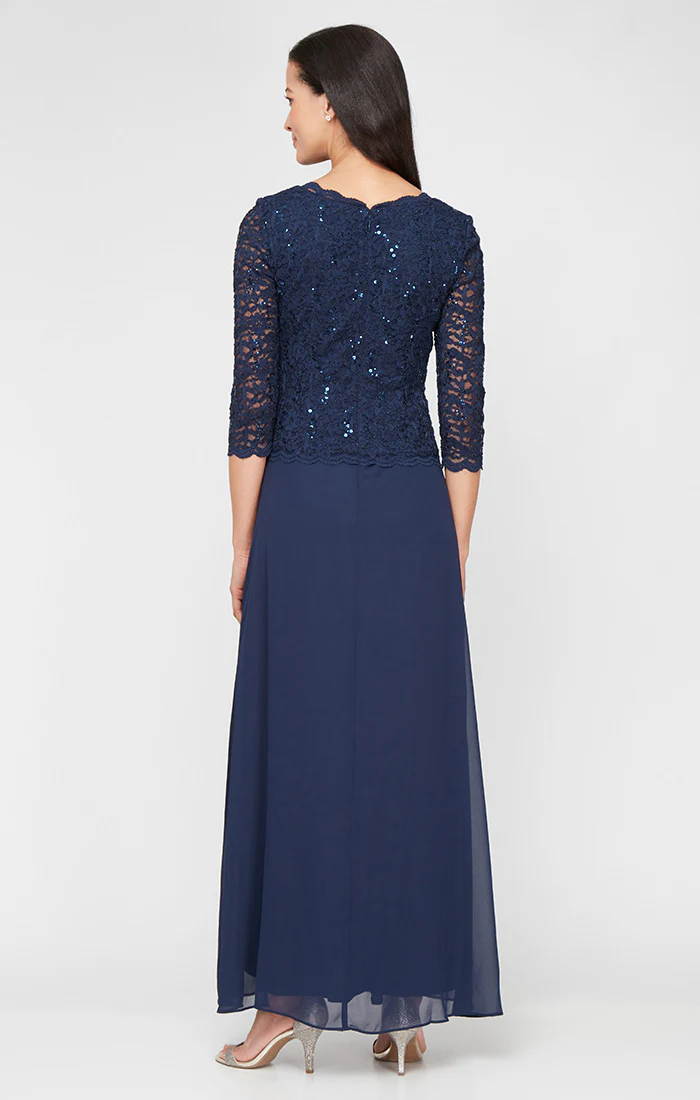 Petite Sequin Lace & Chiffon A-Line Gown - Image 5