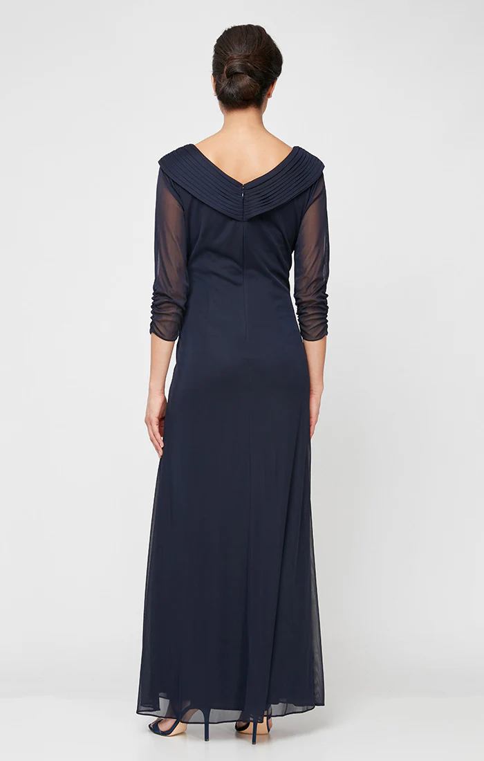 Petite Portrait Collar Mesh Gown - Image 2