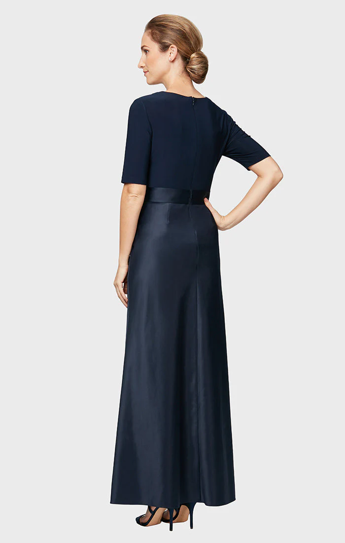 Petite - Satin & Jersey Surplice-Neckline Ball Gown - Image 4