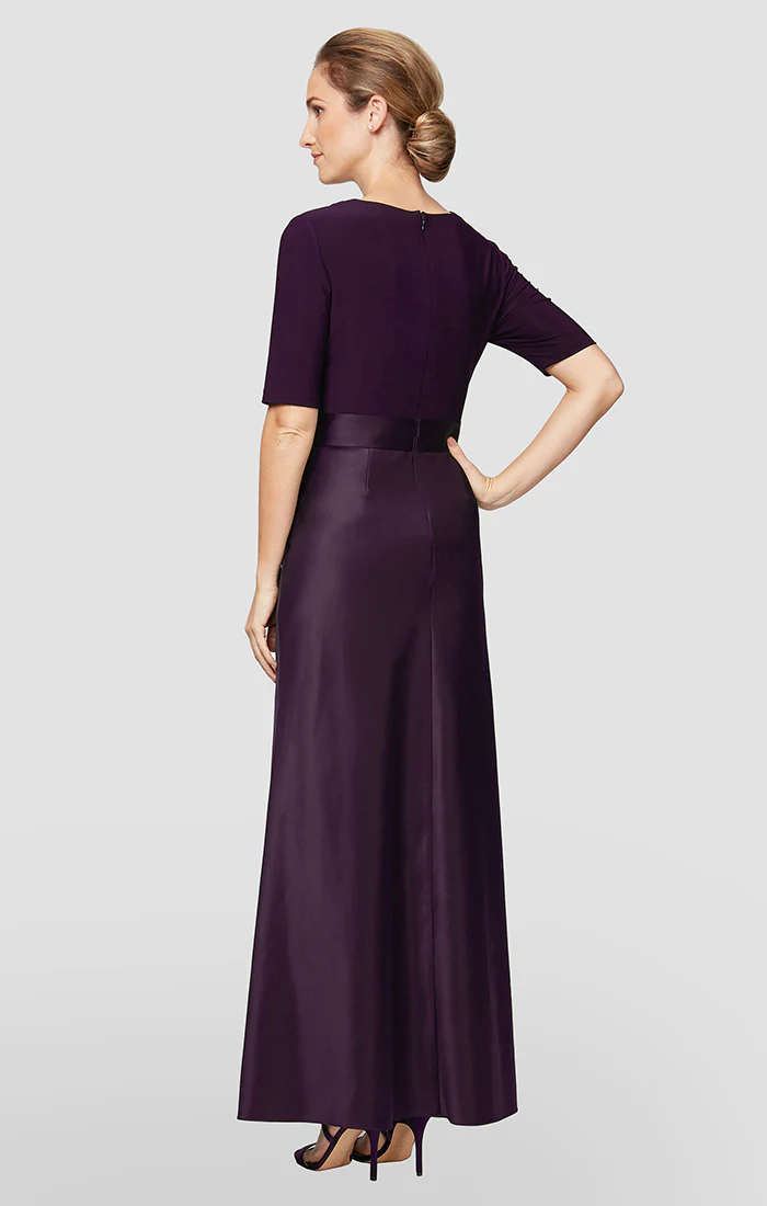 Petite - Satin & Jersey Surplice-Neckline Ball Gown - Image 6