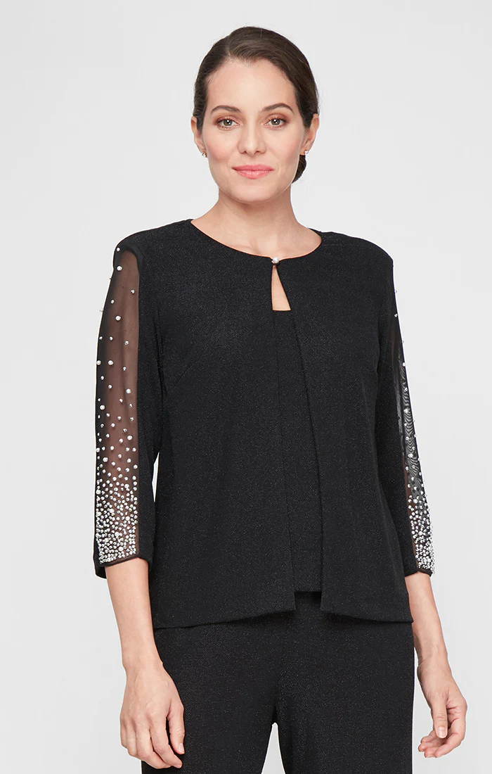 Plus Twinset with Heat Set Illusion Sleeves & Hook Neck Closure