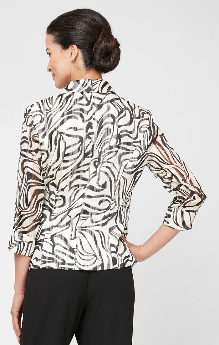 Plus Printed Side Closure Blouse with Collar - Image 2