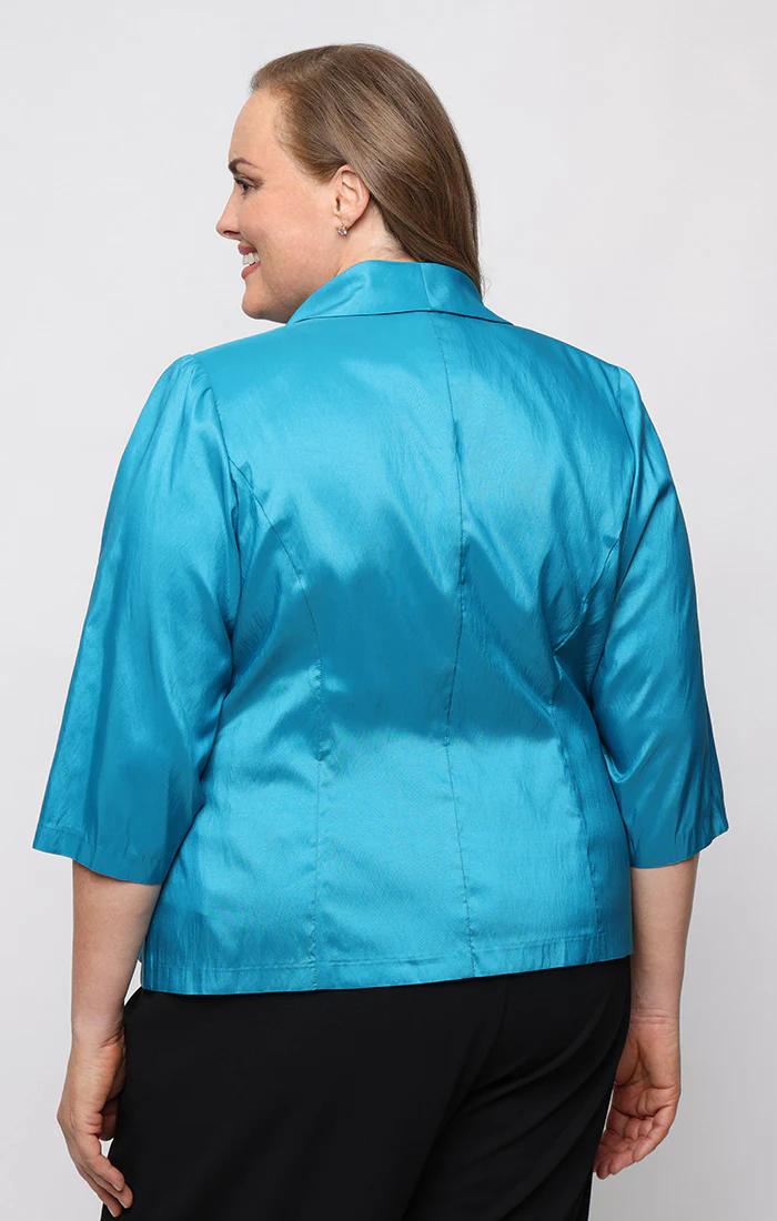 Plus Taffeta Blouse with Collar and Decorative Side Closure - Image 2
