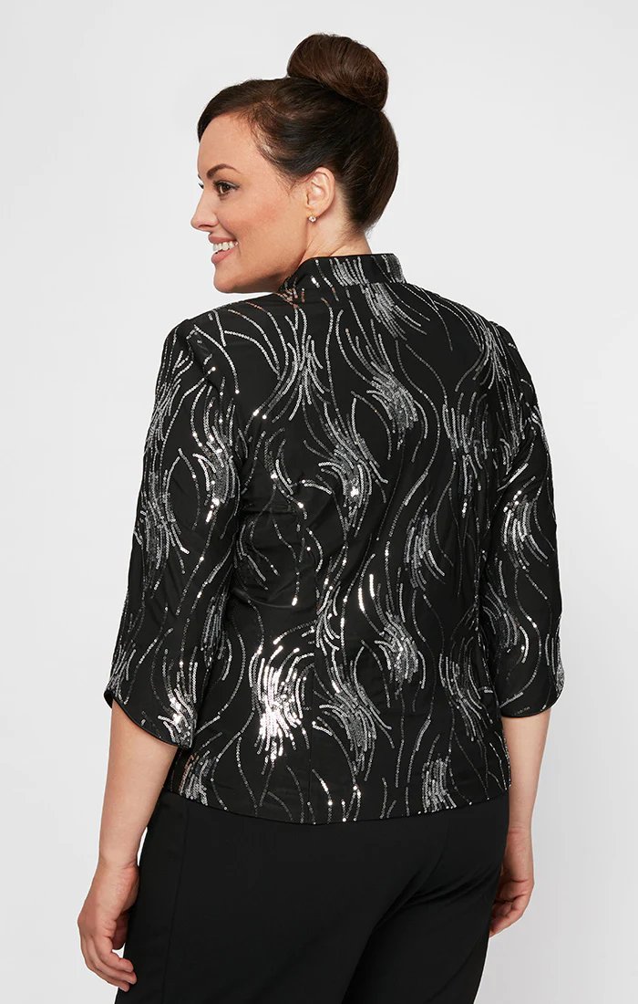 Plus Fireworks Sequin Twinset with Mandarin Neck Collar - Image 2