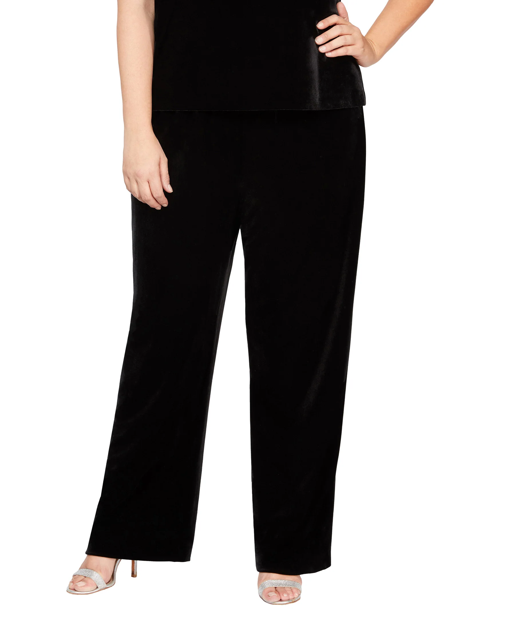 Plus - Flat Front Velvet Pant