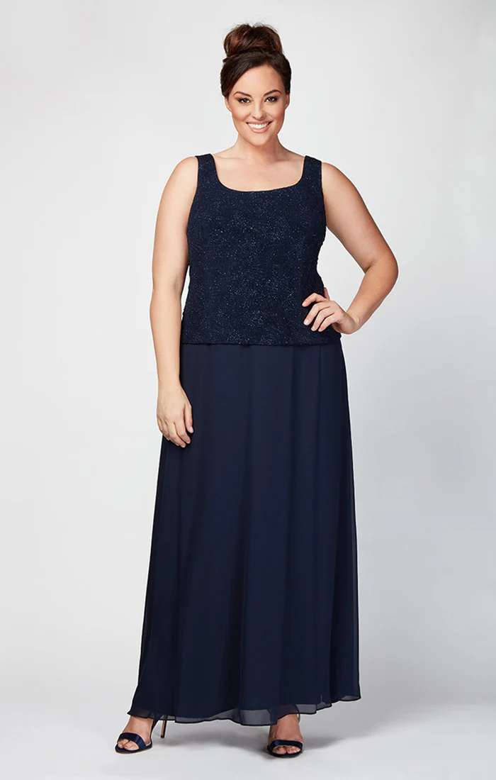 Plus Glitter Jacquard Knit Jacket Dress with Mandarin Neckline - Image 2