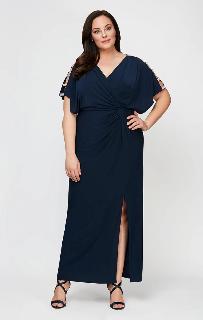 Plus Fiona Embellished Sleeve Jersey Dress