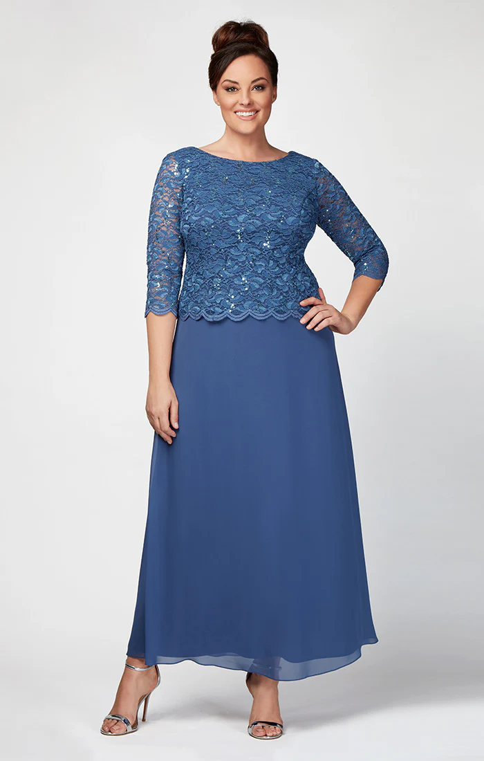 Plus Harriet Sequin Lace & Chiffon Dress