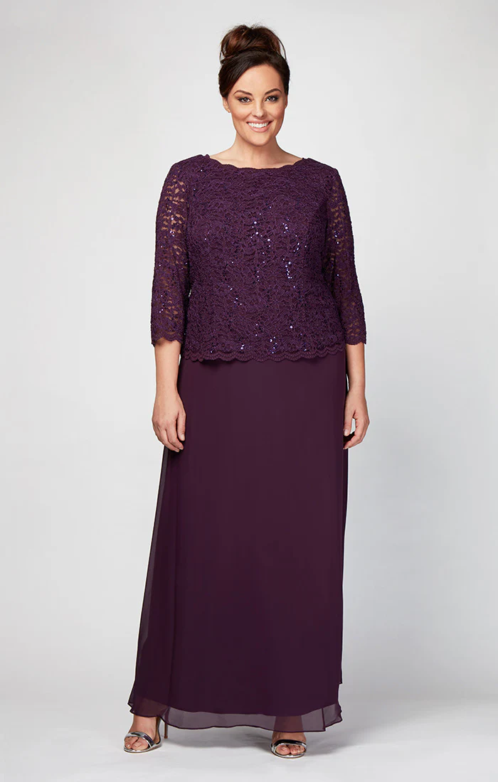 Plus Juliet Sequin Lace & Chiffon Gown - Image 3