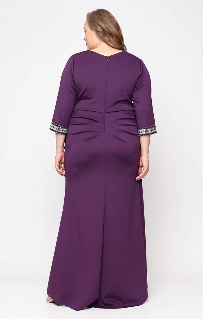 Plus - Crepe Dress with Embellished Sleeve Detail and Tulip Skirt - Image 3