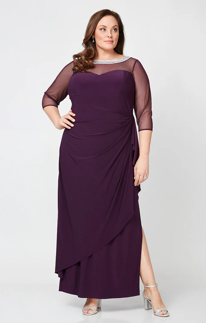 Plus Matte Jersey Illusion-Neckline Ruched Gown - Image 3