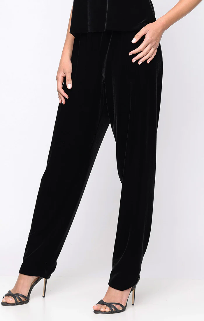 Plus Slim Leg Velvet Pant with Elastic Waist - Image 3