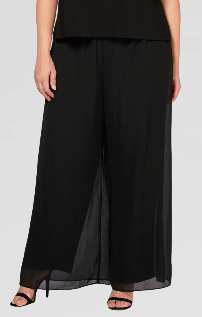Plus Size Georgette Split-Leg Overlay Straight Pant