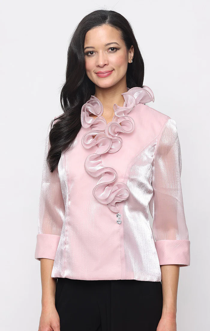 Regular - Chiffon Blouse with Ruffle Neckline