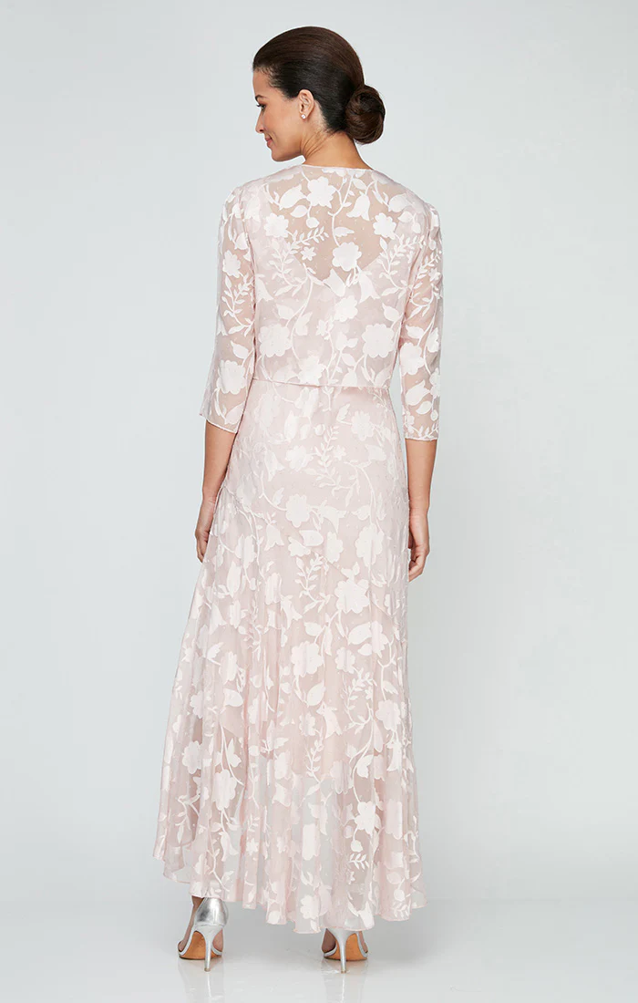 Regular - Chiffon Jacket Dress with High/Low Tulip Hem Skirt & Open Cascade Jacket - Image 2