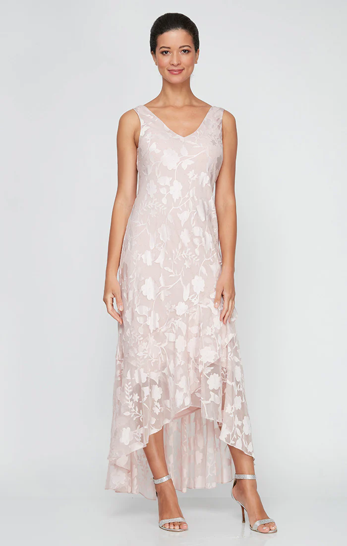 Regular - Chiffon Jacket Dress with High/Low Tulip Hem Skirt & Open Cascade Jacket - Image 3