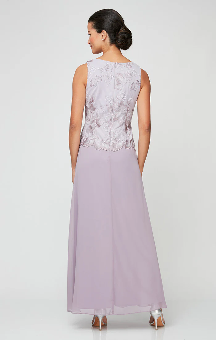Regular - Embroidered Jacket Dress with Illusion Jacket, Scallop Detail and A-Line Skirt - Image 4