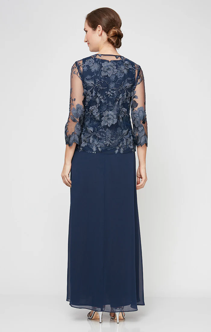 Regular - Embroidered Jacket Dress with Illusion Jacket, Scallop Detail and A-Line Skirt - Image 7