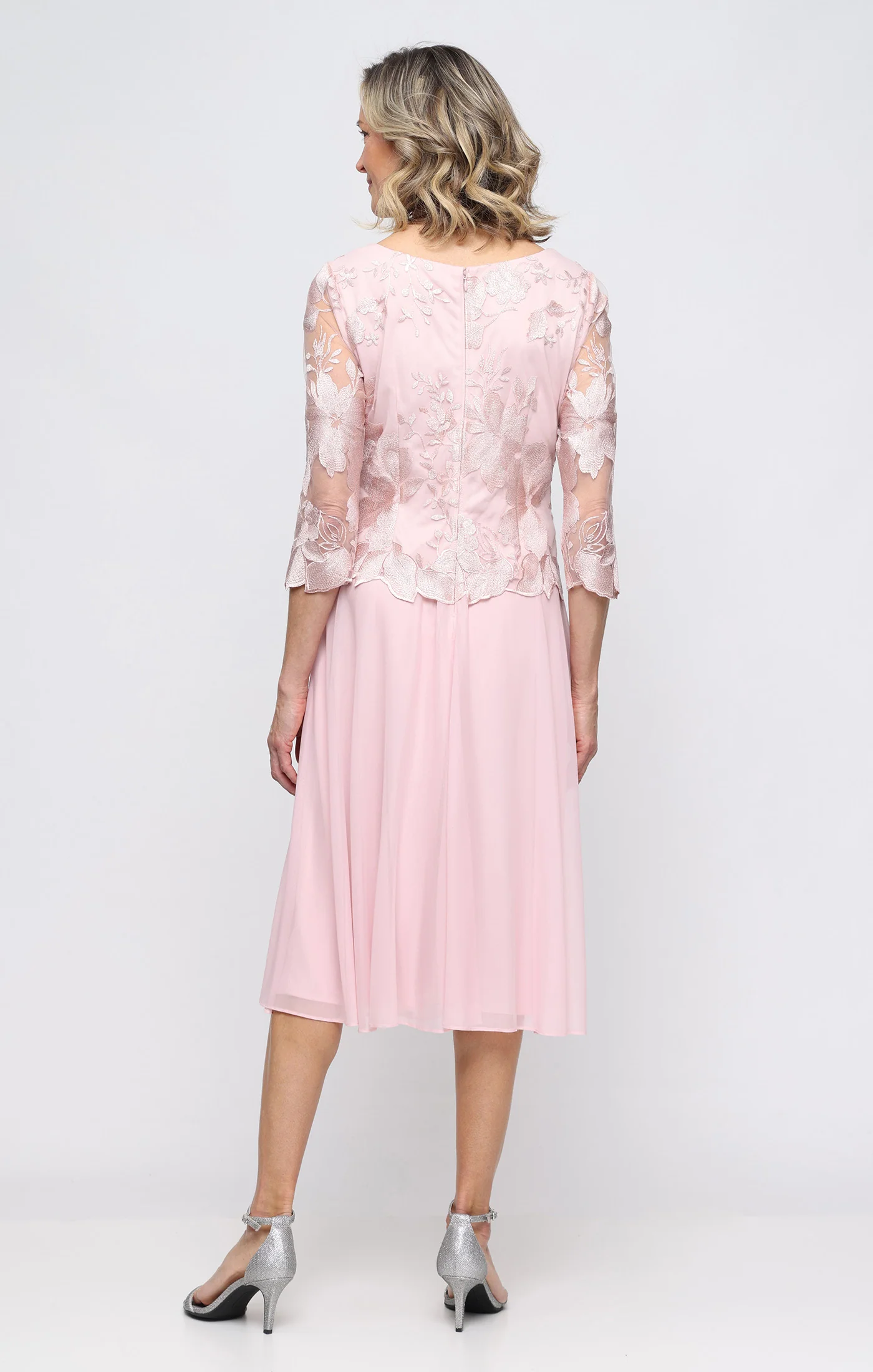 Regular - Embroidered Tulle & Chiffon Cocktail Dress - Image 3