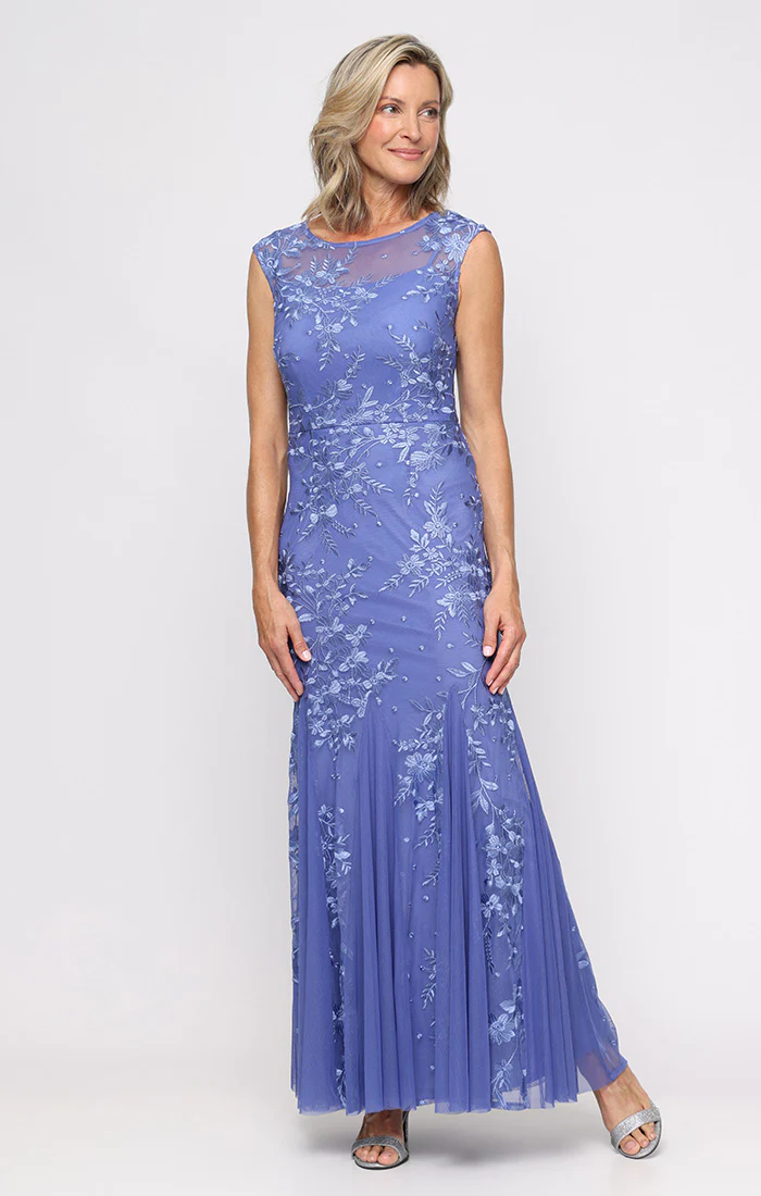 Regular - Kelsey Embroidered Tulle Dress with Godet Detail