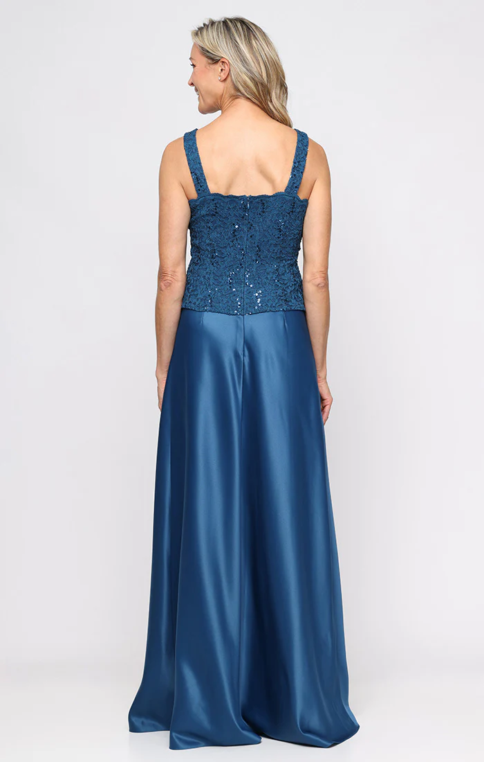 Regular - Lace & Satin Gown with Sheer 3/4 Sleeve Scalloped Lace Jacket - Image 5