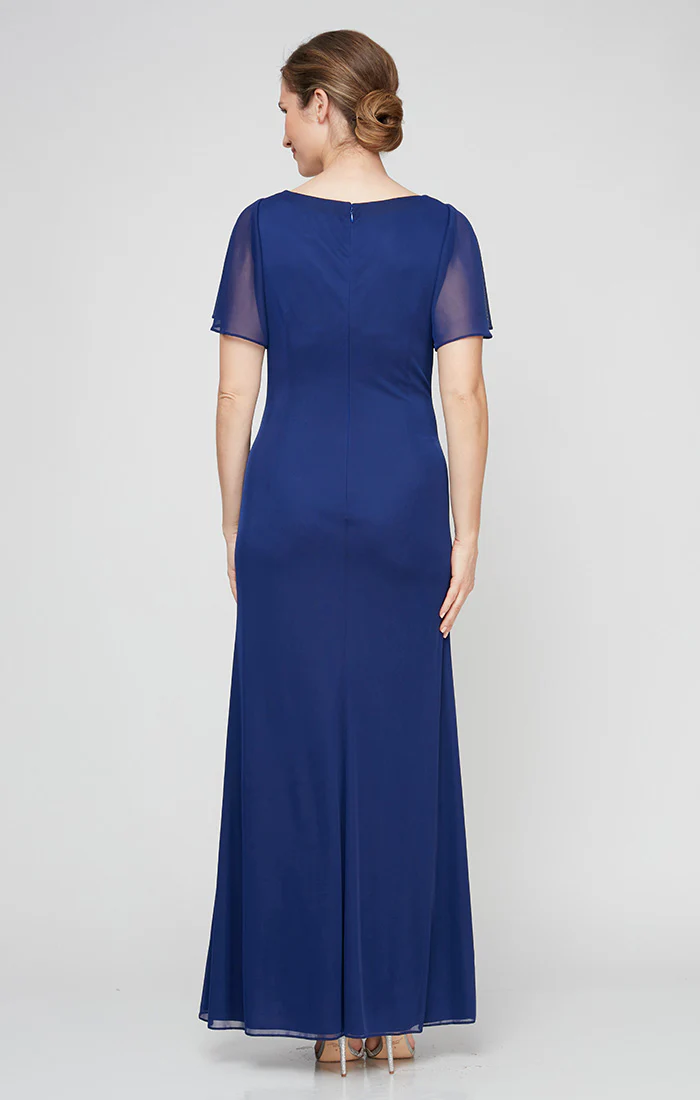 Regular - Long Surplice Neckline Dress With Flutter Sleeves - Image 2