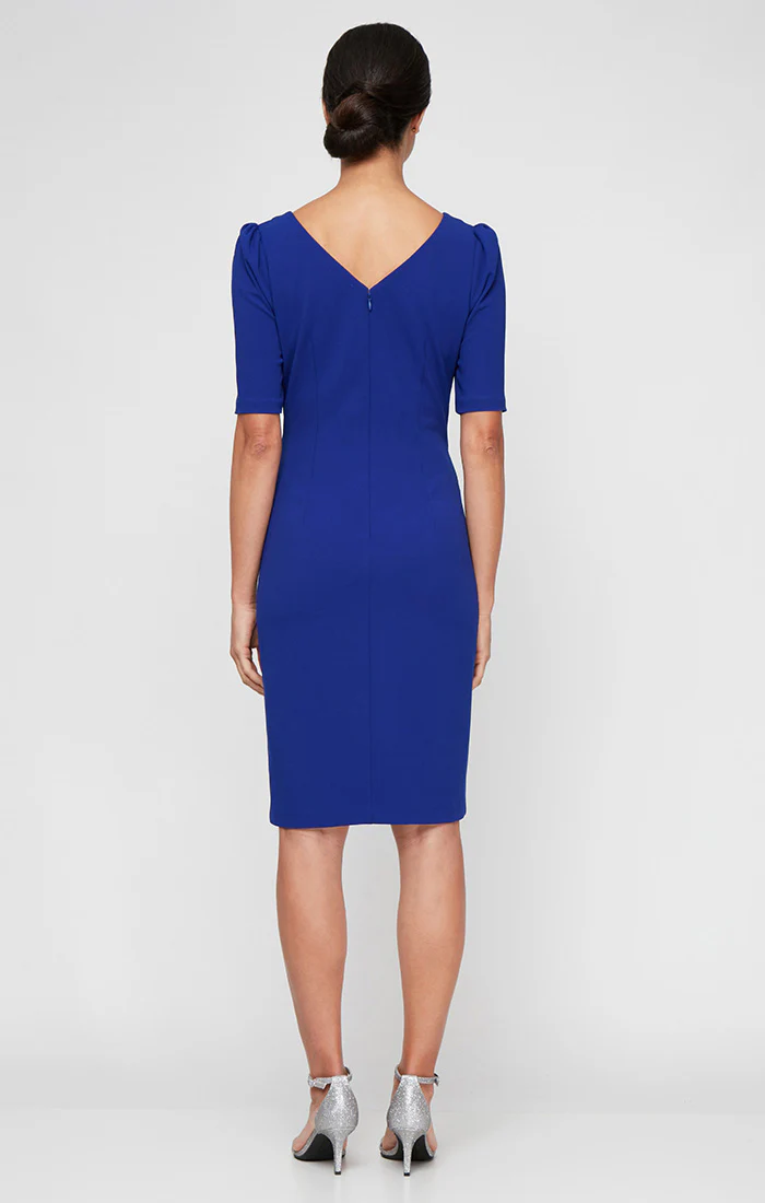 Regular - Stretch Crepe Cocktail Dress with Embellished Neckline - Image 2
