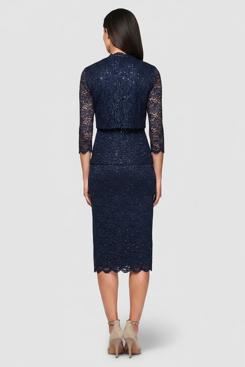 Regular - Sheath Sequin Lace Jacket Dress - Image 3