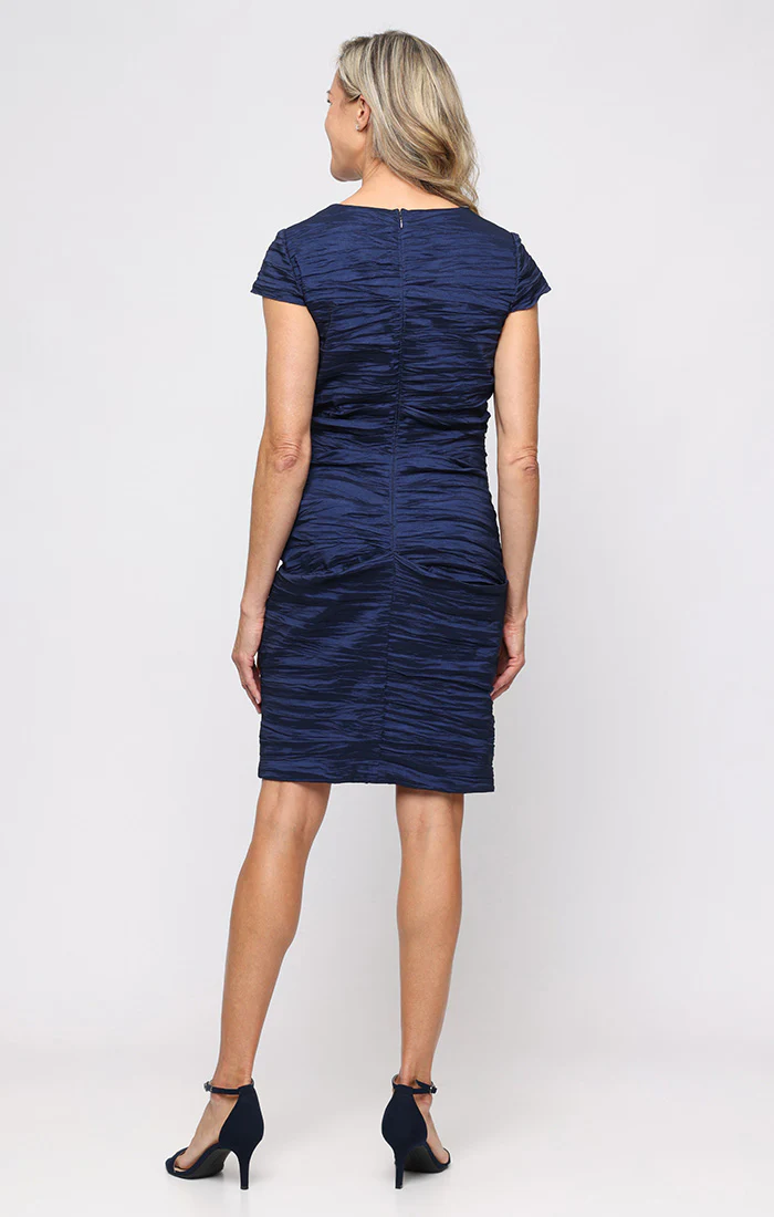 Regular - Crinkle Stretch Taffeta Cocktail Dress with V-Neckline - Image 3