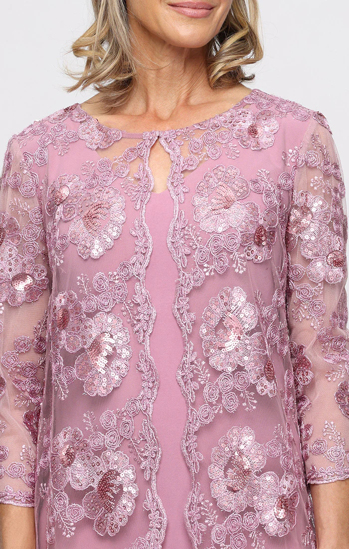 Plus - Short Embroidered Dress with Attached Jacket - Image 2