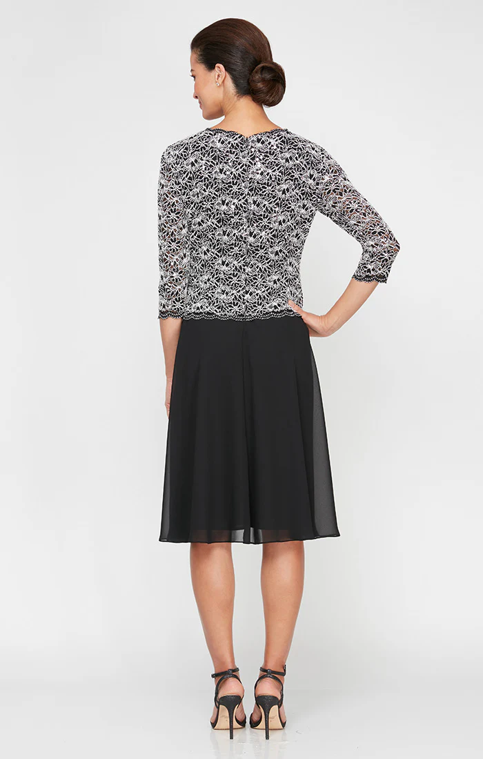 Petite - Short Mock Dress with Full Skirt and Scallop Detail - Image 2