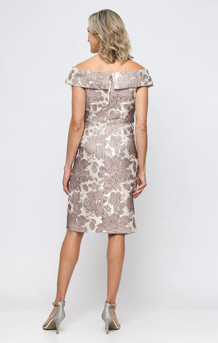 Short Portrait Collar Printed Jacquard Dress - Image 3