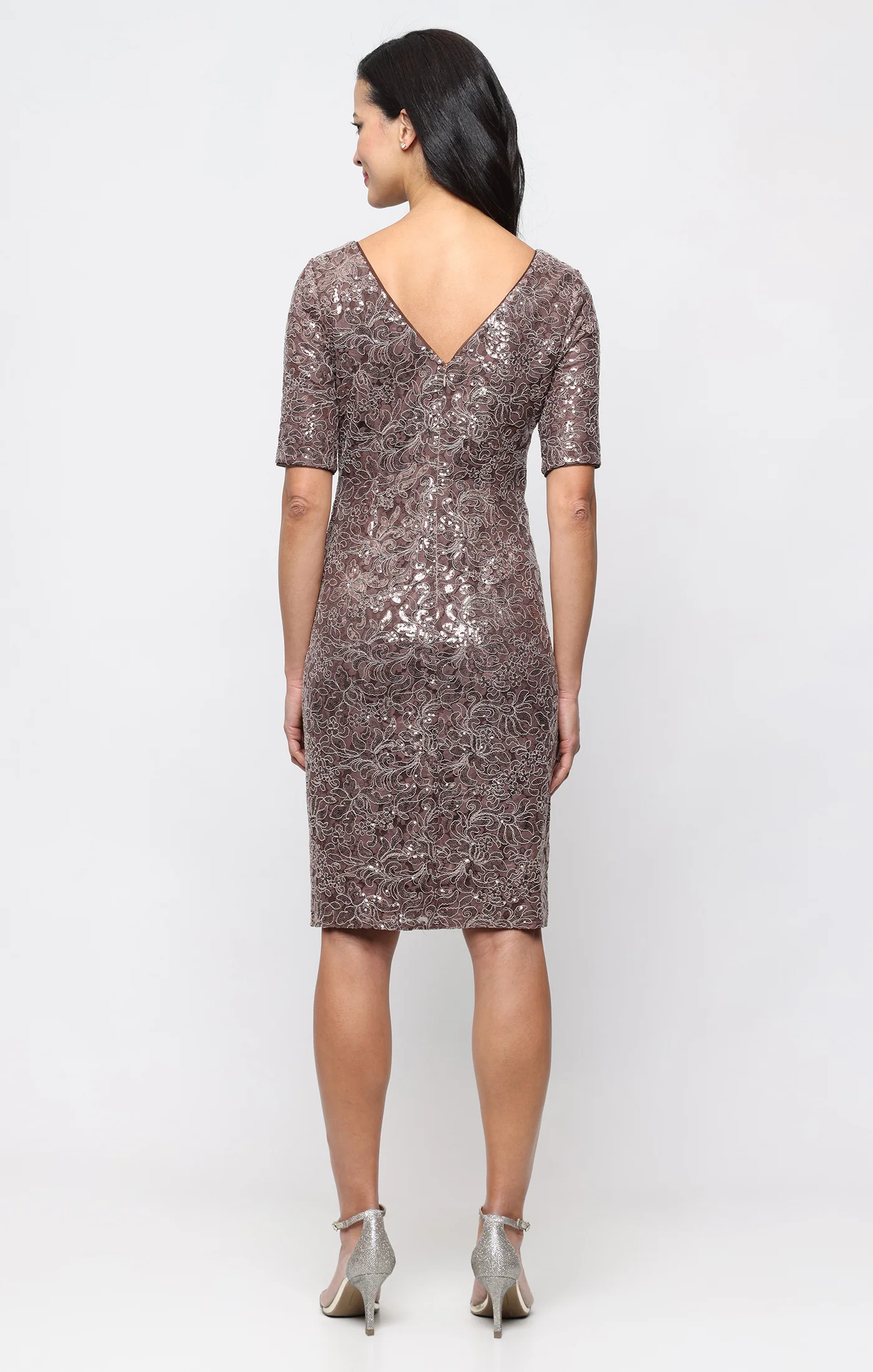 Short Sequin Lace Sheath Dress - Image 3