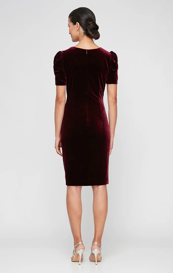 Regular - Scoop Neck Velvet Sheath Dress - Image 2