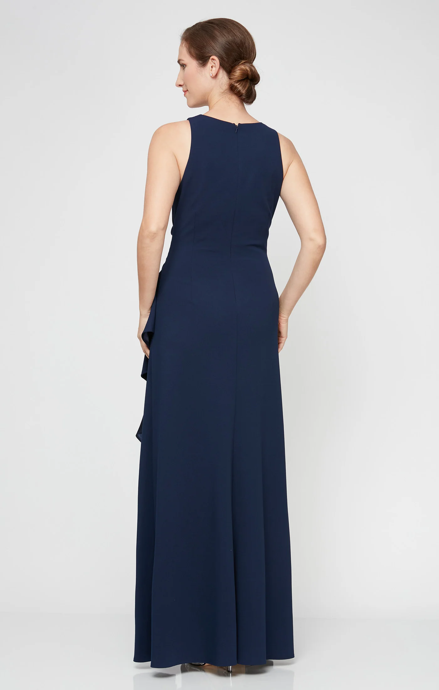 Regular - Stretch Crepe Dress with Cascade Ruffle Skirt - Image 2