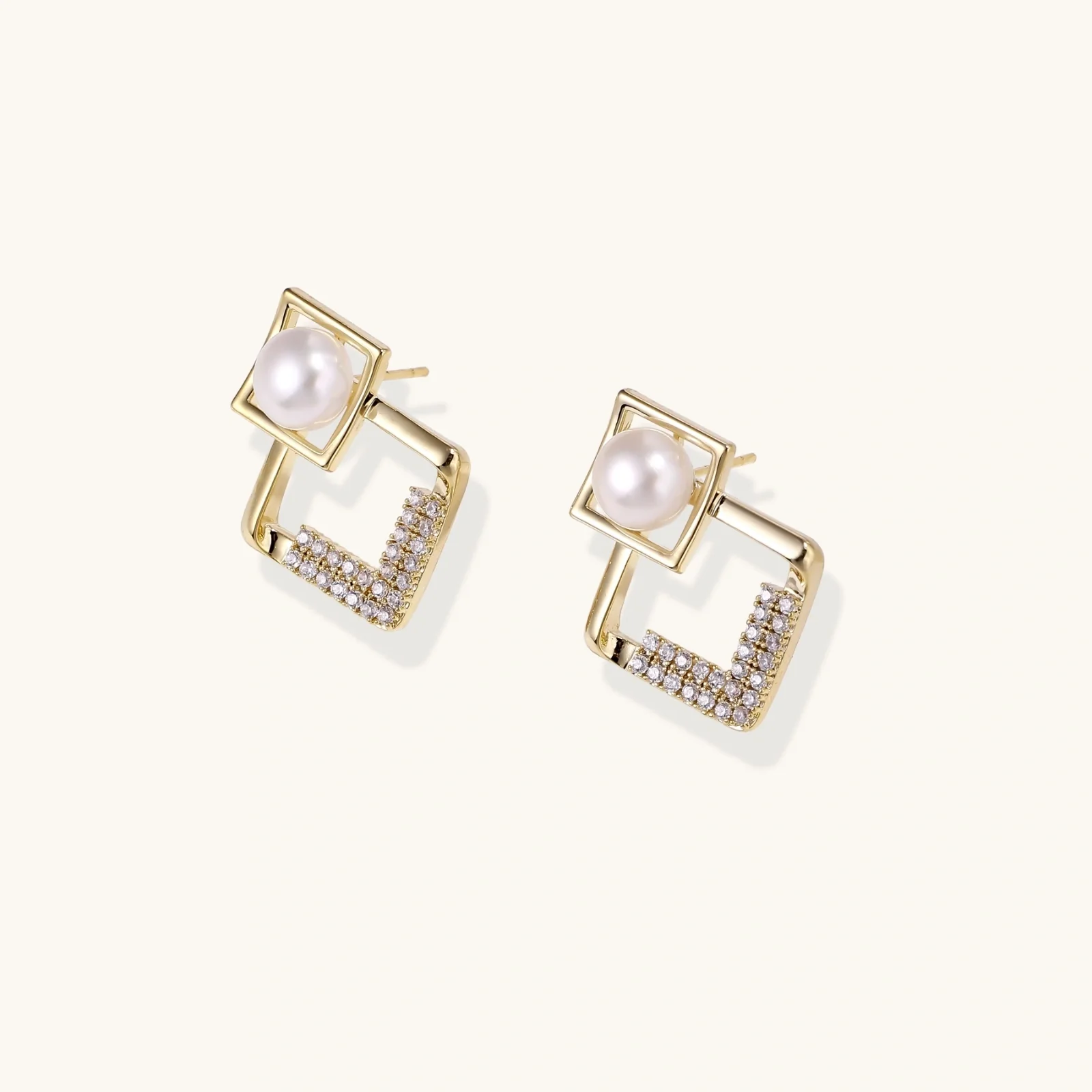Pearl Geometry Earrings - Image 3